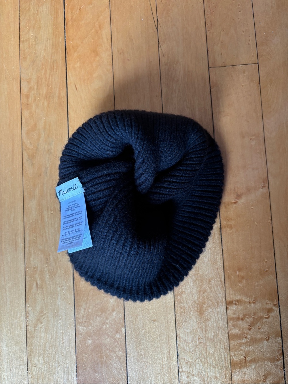 EUC Madewell Wool-Blend Ribbed Knit Black Beanie - Picture 3 of 14